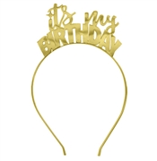 It's My Birthday Gold Headband