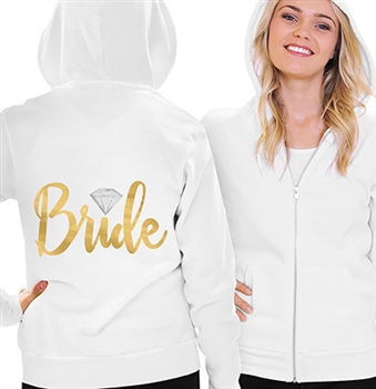 Bride w/Diamond Lightweight Hoodie | Bridal Hoodies | RhinestoneSash.com