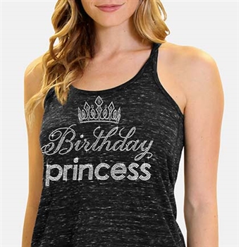 Birthday Princess with Crown Flowy Racerback Tank Top