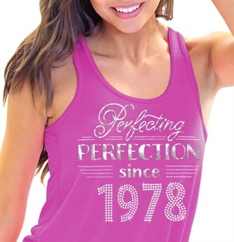 Perfecting Perfection Since 1978 Flowy Racerback Tank Top