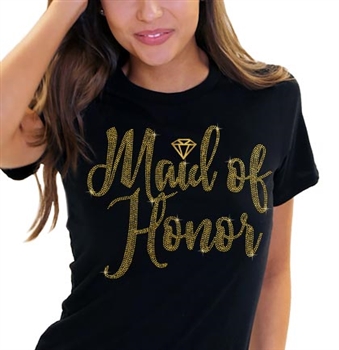 Maid of Honor w/Diamond Gold Rhinestud T-Shirt