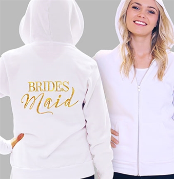 Bridesmaid Modern Fleece Hoodie: White