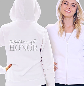Matron Of Honor Modern Fleece Hoodie: White