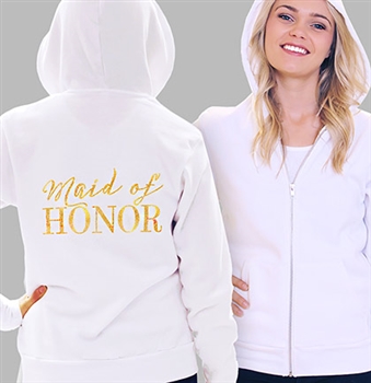 Maid Of Honor Modern Fleece Hoodie: White