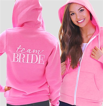 Team Bride Modern Fleece Hoodie: Electric Pink