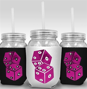 Hot Pink Dice Sipping Jar