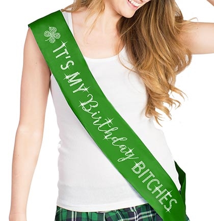 It's My Birthday Bitches with Clover Rhinestone Sash | Birthday Sashes | RhinestoneSash.com