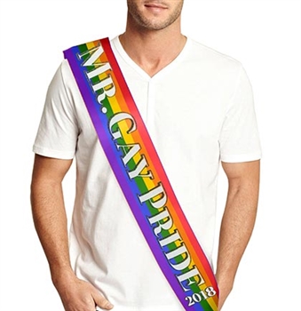 Mr. Gay Pride 2018 Glitter Rainbow Sash
