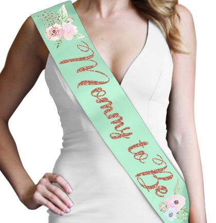 Mommy To Be Watercolor Rose Gold Glitter Sash | Baby Shower Sash