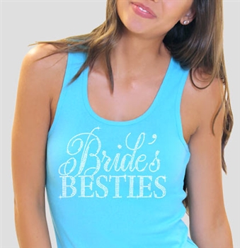 Flirty Bride's Besties Turquoise Rhinestone Tank Top