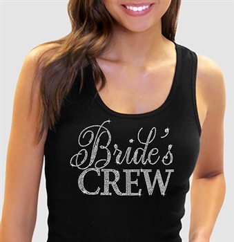 Flirty Bride's Crew Black Rhinestone Tank Top
