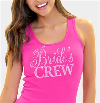 Flirty Bride's Crew Hot Pink Rhinestone Tank Top