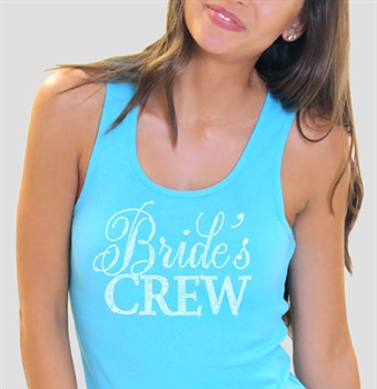 Flirty Bride's Crew Turquoise Rhinestone Tank Top