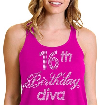 16th Birthday Diva Flowy Racerback Tank Top