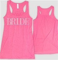 "Bride" Racerback Tank - Electric Pink | Bridal Tank Tops | RhinestoneSash.com