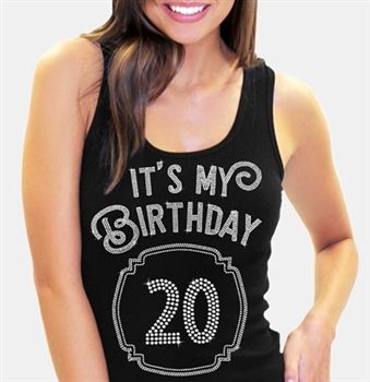 It's My Birthday '20' Frame Rhinestone Tank Top | Birthday Tank Tops | RhinestoneSash.com