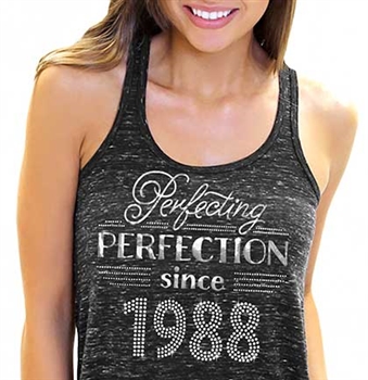 Perfecting Perfection Since 1988 Flowy Racerback Tank Top