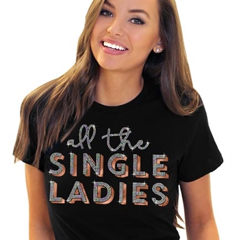 All The Single Ladies Rhinestone & Rose Gold T-Shirt | Bridal T-shirts | RhinestoneSash.com