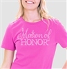 Flirty "Matron of Honor" Rhinestone Tee | Bridal T-shirts | RhinestoneSash.com