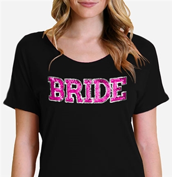 Sporty Bride Sequin Flowy Tee| Bridal T-shirts | RhinestoneSash.com