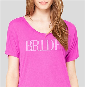 Bride Modern Crystal Flowy T-Shirt: Magenta