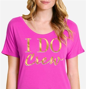 I Do Crew Modern Gold Foil Flowy T-Shirt: Magenta | RhinestoneSash.com