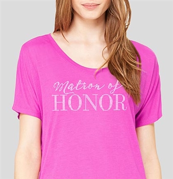 Matron Of Honor Modern Flowy T-Shirt: Magenta