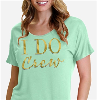 I Do Crew Modern Gold Foil Flowy T-Shirt: Mint | RhinestoneSash.com