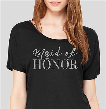 Maid Of Honor Modern Flowy T-Shirt: Black