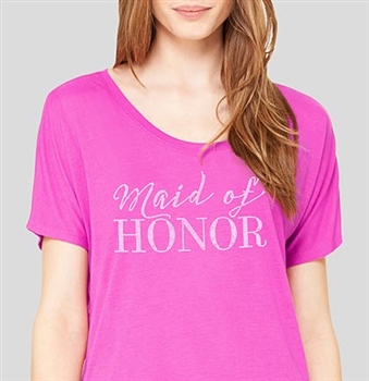 Maid Of Honor Modern Flowy T-Shirt: Magenta