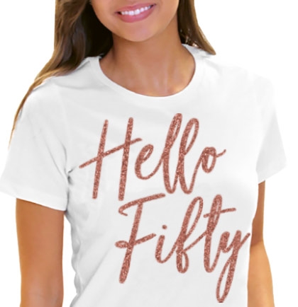 Hello Fifty Rose Gold Glitter T-Shirt