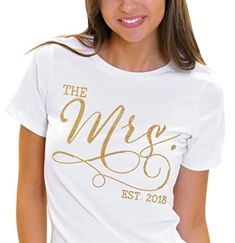 The Mrs. EST Modern Gold T-Shirt | Bridal T-shirts | RhinestoneSash.com