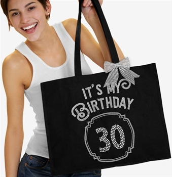 It's My Birthday '30' Frame Rhinestone Tote | Birthday Party Totes | RhinestoneSash.com