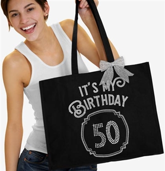 It's My Birthday '50' Frame Rhinestone Tote | Birthday Party Totes | RhinestoneSash.com