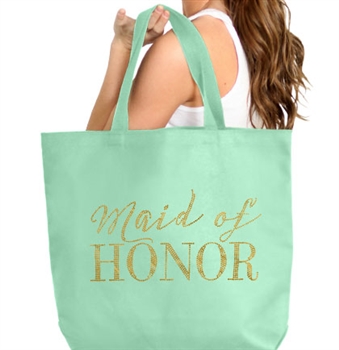 Maid of Honor Gold Large Canvas Tote