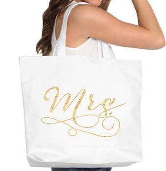 Mrs Gold Large Canvas Tote | Bride Tote Bag
