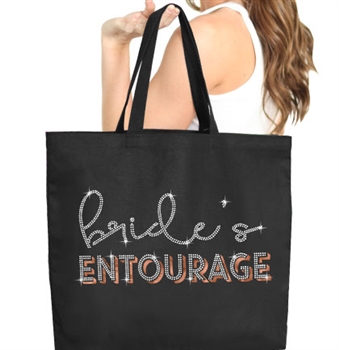 Bride's Entourage Rhinestone & Rose Gold Large Canvas Tote | Gifts for the Bridal Party