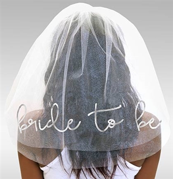 Bride to Be Silver Foil Veil: White