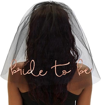Bride to Be Rose Gold Foil Veil: Black