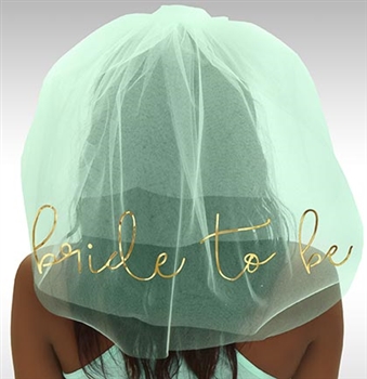 Bride to Be Gold Foil Veil: Mint