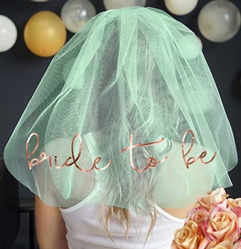 Bride to Be Rose Gold Foil Veil: Mint
