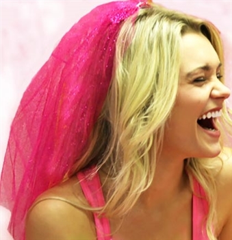 Sparkle Veil: Hot Pink | Bachelorette Party Veil | Bridal Veils | RhinestoneSash.com