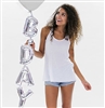 Vertical B-Day Silver Mylar Balloon