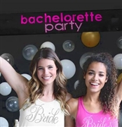 Bachelorette Party Black Satin Banner| Bridal Decorations | RhinestoneSash.com