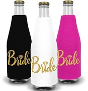 Bride w/Diamond Gold Glitter Bottle Cooler | Bachelorette Party Idea