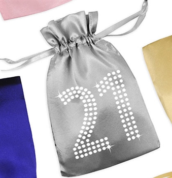 Crystal 21 Satin Favor Bag | Birthday Favors & Gifts | RhinestoneSash.com