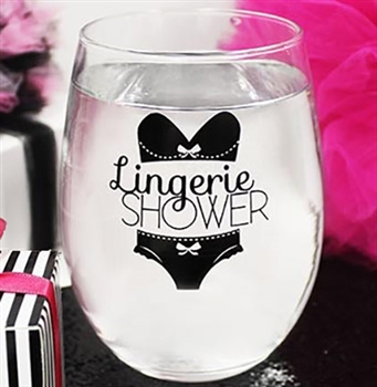 "Lingerie Shower" Stemless Wine Glass | Bridal Party Favors | RhinestoneSash.com