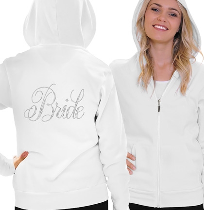Flirty Bride Lightweight Hoodie | Bridal Hoodies | RhinestoneSash.com