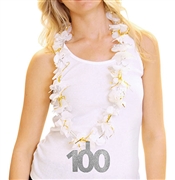 100 White Lei | RhinestoneSash.com