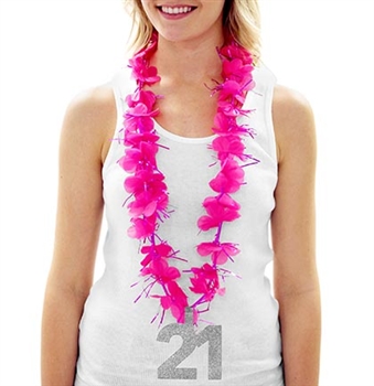 21 Pink Lei | RhinestoneSash.com